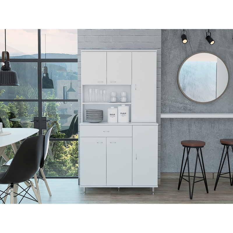 Tigard 1-Shelf 1-Drawer Pantry Cabinet , White