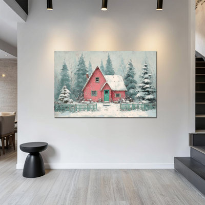 Grande scène hivernale, art mural, paysage d'hiver arbre enneigé, art mural d'hiver encadré, 36 po x 48 po