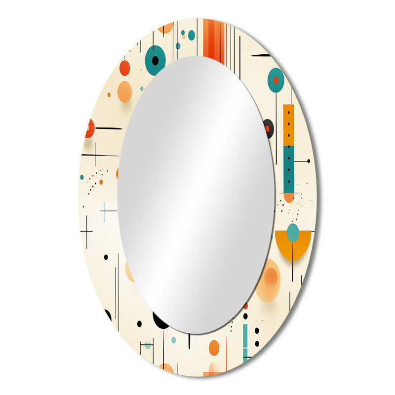 Miroir mural moderne bleu à motif géométrique rétro Melody Spheres, H 36 po x l 24 po