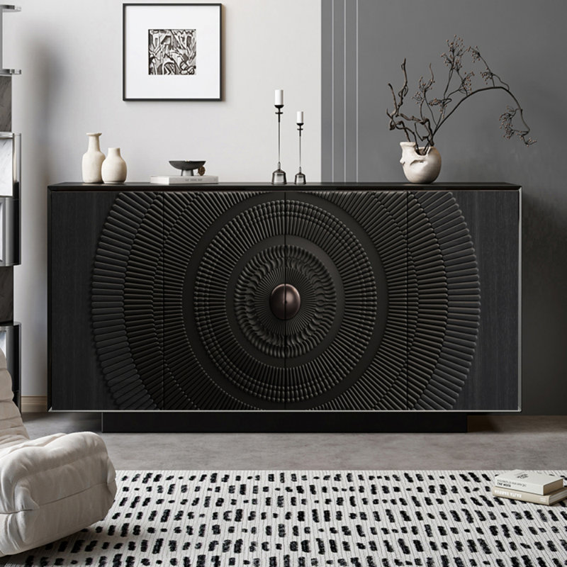 Buffet noir sur pied haut de gamme, H 35,43 po x l 55,12 po x P 15,75 po