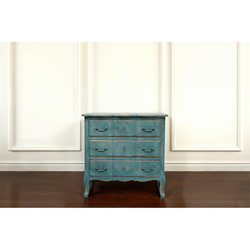 Commode en bois, Bleu vieilli