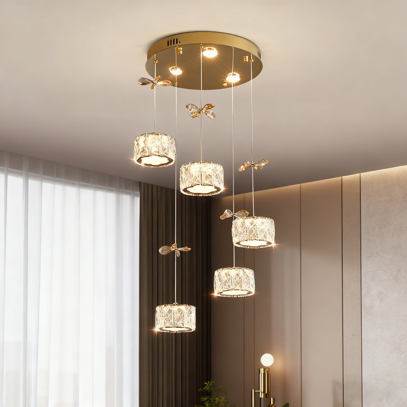 5-light Cluster Pendant With Led Lights