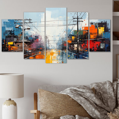 Lignes électriques Power I Intersections - Power Lines Wall Art Living Room - 5 Panels
