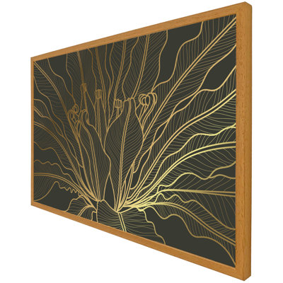 Buckholts Golden Splitleaf Philodendron Plant With Monstera Plant Line Art - Single Picture Frame Print