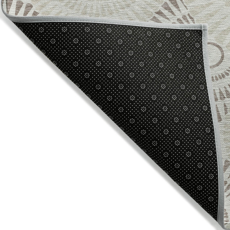 Tapis intérieur / extérieur géométrique lavable taupe et brun 9 pi x 12 pi
