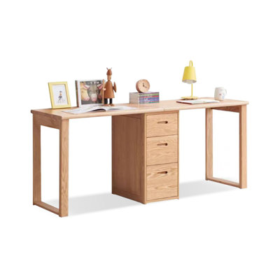 Burlywood Rectangular Solid Wood with 3 drawers Executive Desk