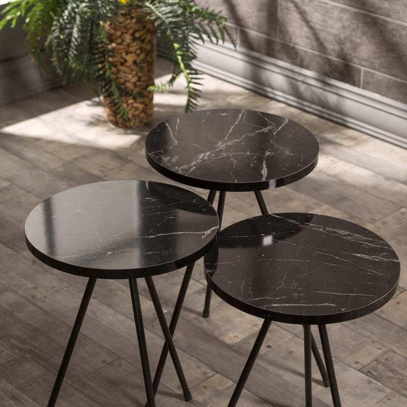 Greta 14cm Console Table, Black Marble