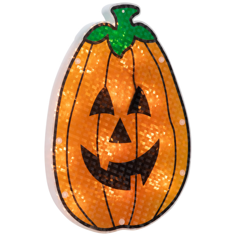 Présentoir pour fenêtre holographique citrouille Halloween