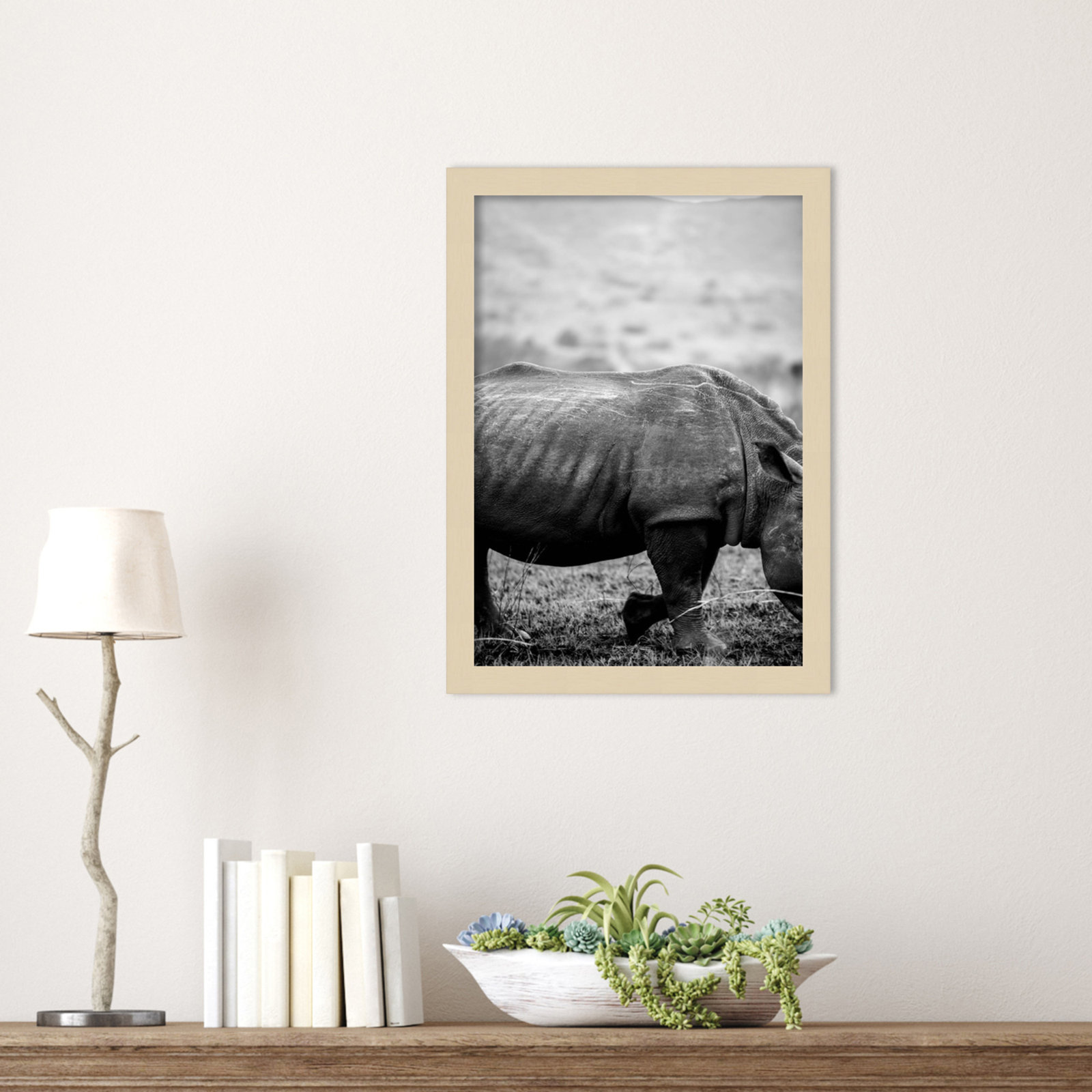 Pepperidge "Black Rhino" Print, Brown, 17" H x 13" W