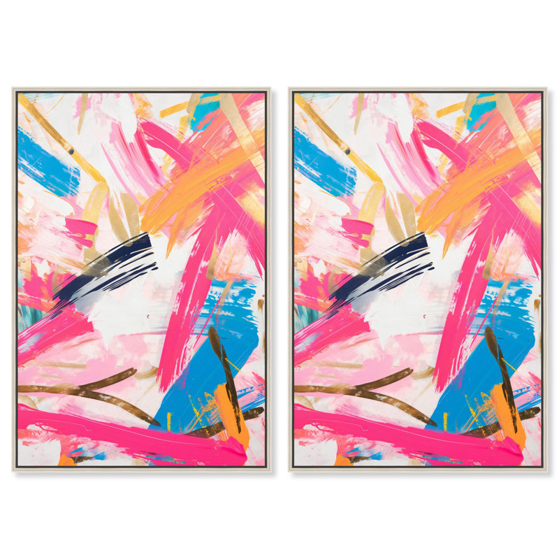 Exuberant Language Canvas Print Modern Abstract Art Set by Art Remedy, Black Frame, 10 x 15, H 37 po x l 25 po, Cadre argenté