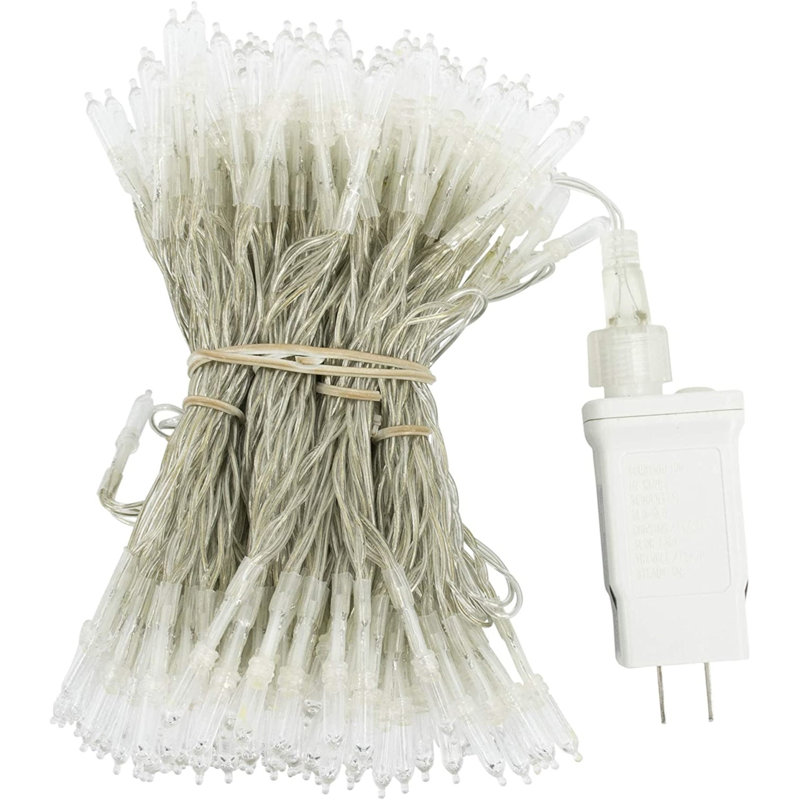 ProductWorks Indoor/Outdoor 300 LED-Mini String Light Curtain with 8-Light Modes on Clear Wire, Warm White, 6.5ft x 10ft