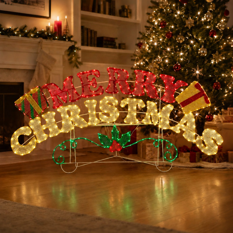Enseigne décorative de Noël l 5 pi avec 8 modes d'éclairage, minuterie et lumières DEL