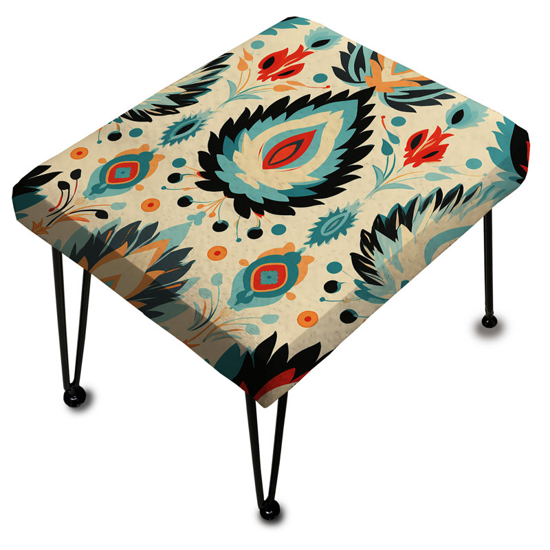 Orange Ikat Nomadic Tribe Blend - Ikat Rectangle Ottoman