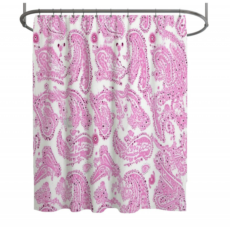Rideau de douche à motif cachemire - Décoration de salle de bain abstraite, H 73 po x l 70 po
