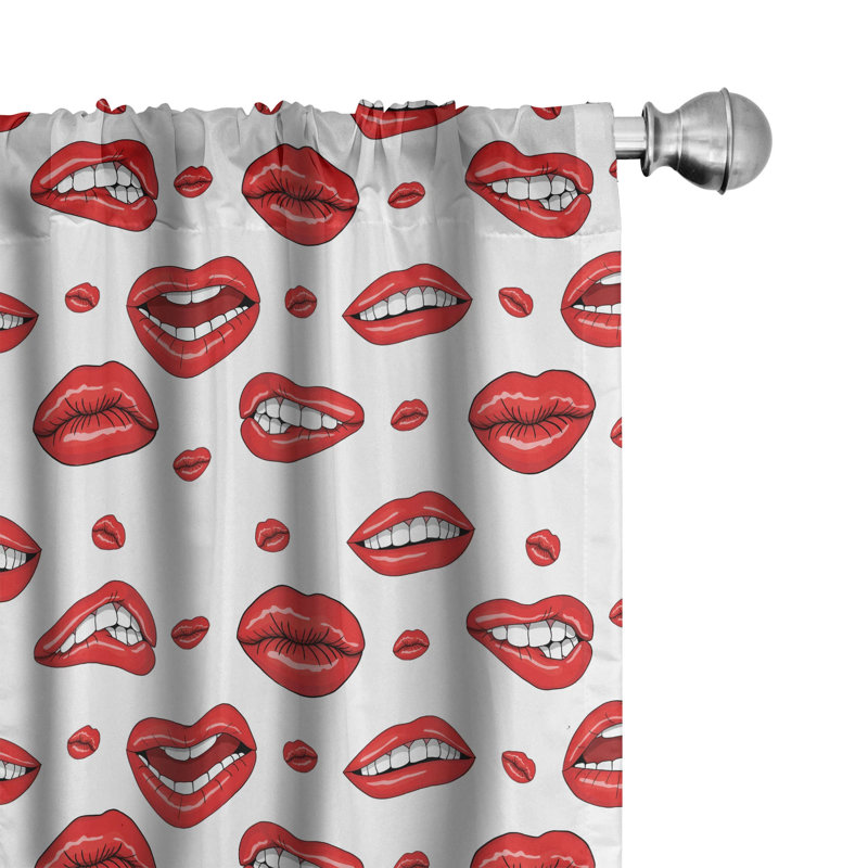 Various Women Lip Forms Semi-Sheer Rod Pocket Sliding Panel, 28" x 63"