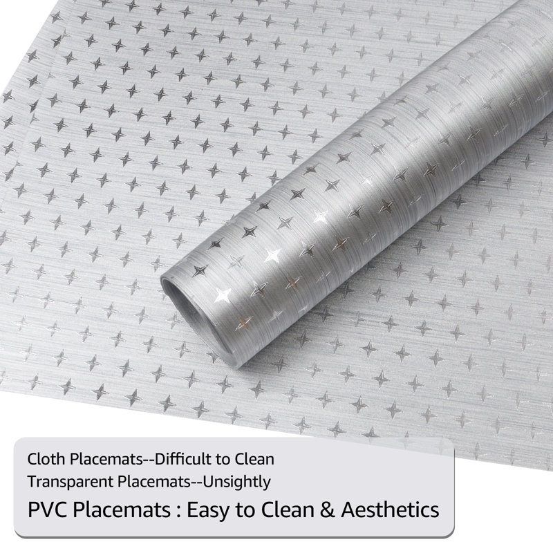 Aidas Vinyl Rectangle Placemat, Silver