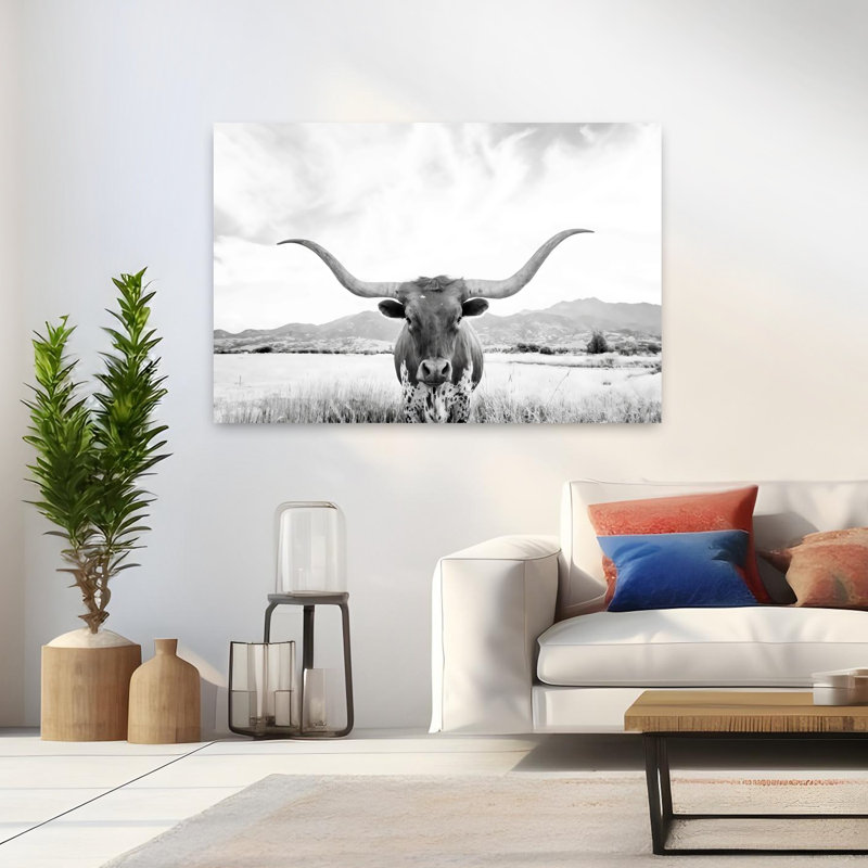 Art mural contemporain Longhorn, H 32 po x l 48 po