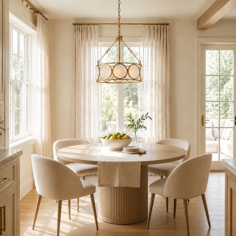 Chrispher 3-Light Gold Drum Chandelier with Frosted Glass shade