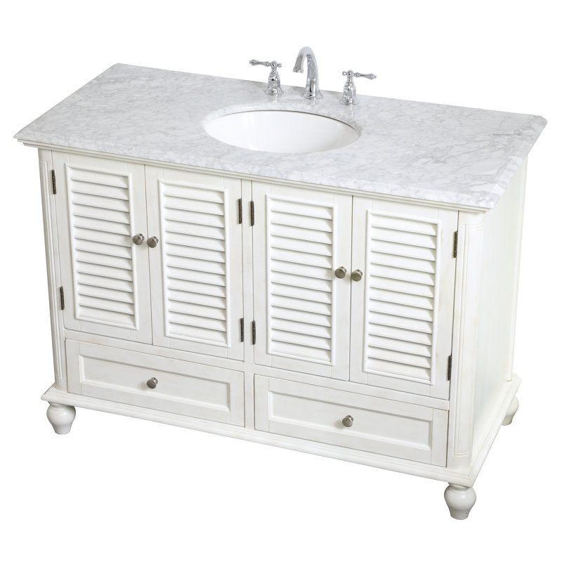 Hansford 48 " W Freestanding Standard 1 Single Vanity Bathroom Vanity With Marble Top, White