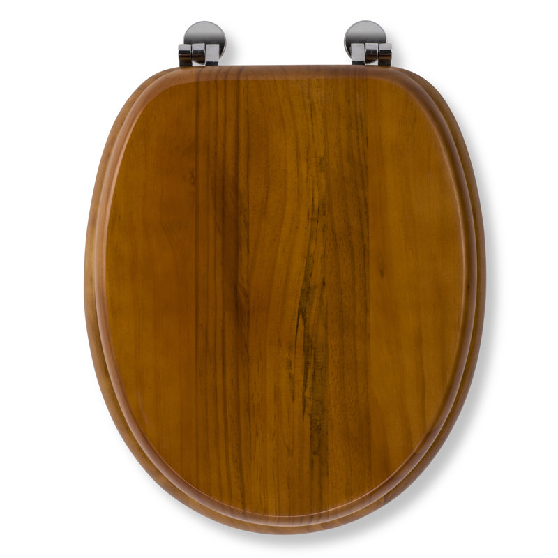 Antique Solid Pine Toilet Seat - Ergonomically Shaped for Comfort, Adjustable Hinges 110-200mm, Chrome Plated Fixings, All Fittings Included