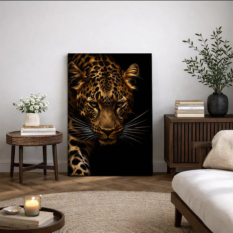 Portrait d'un léopard noir audacieux sur toile, 24 * 36 pouces (60 * 90 * 2cm)