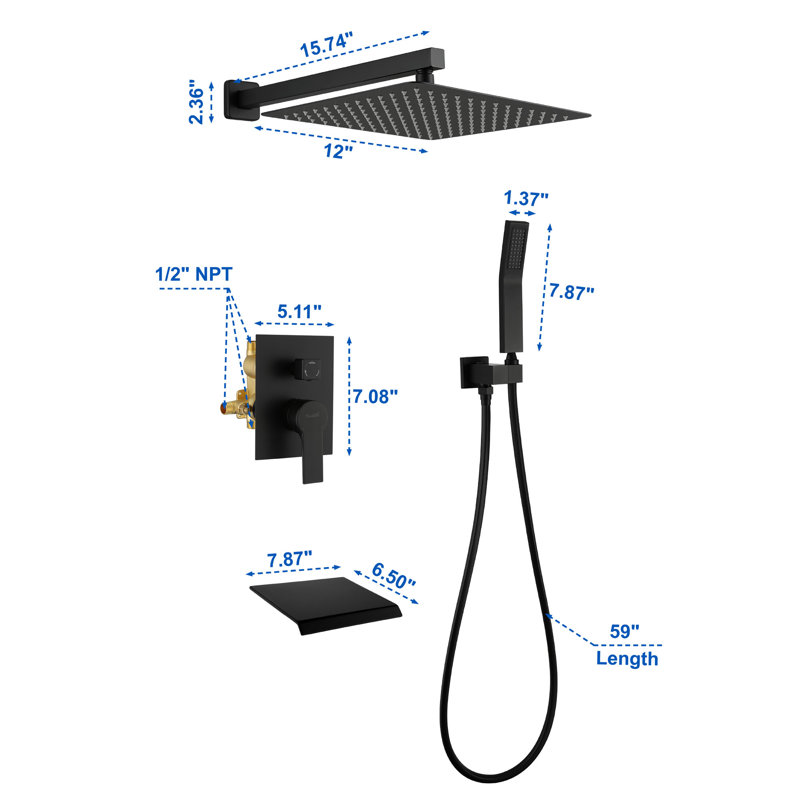 All-In-One Kit with Rough in-Valve, Black