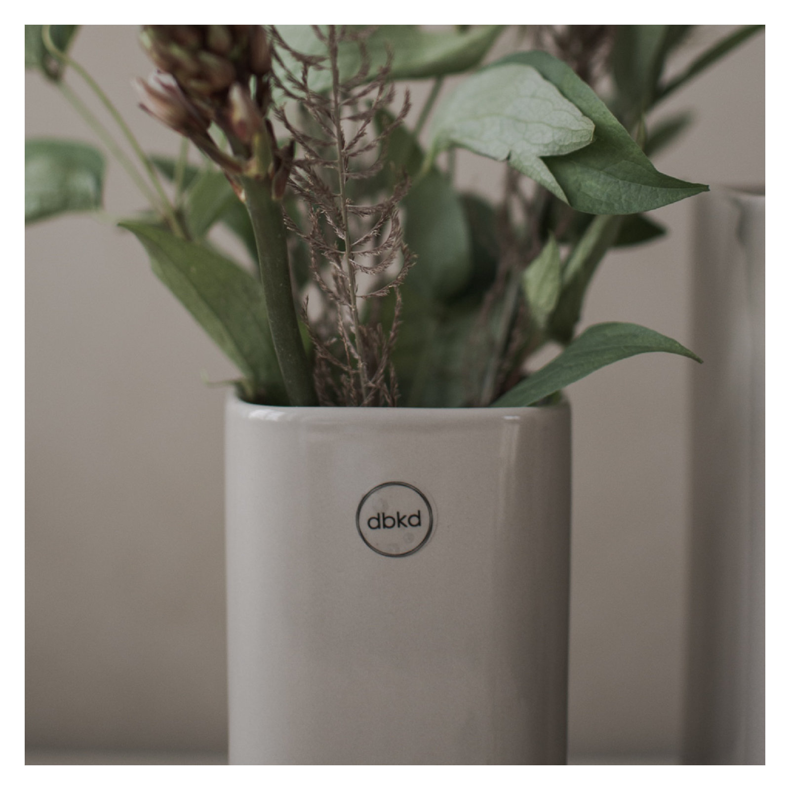 Dan Ceramic Table Vase, Greige, 7.87" H x 3.15" W x 3.15" D