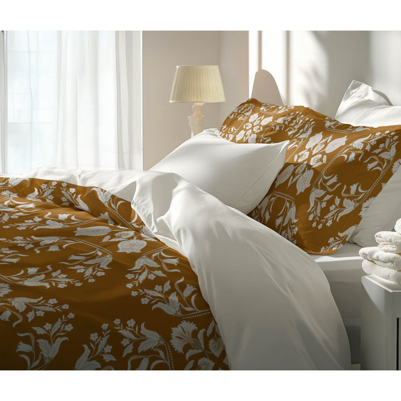 Ensemble d'édredon léger Rumi, Édredon très grand + 2 taies décoratives très , Ocre brun doré