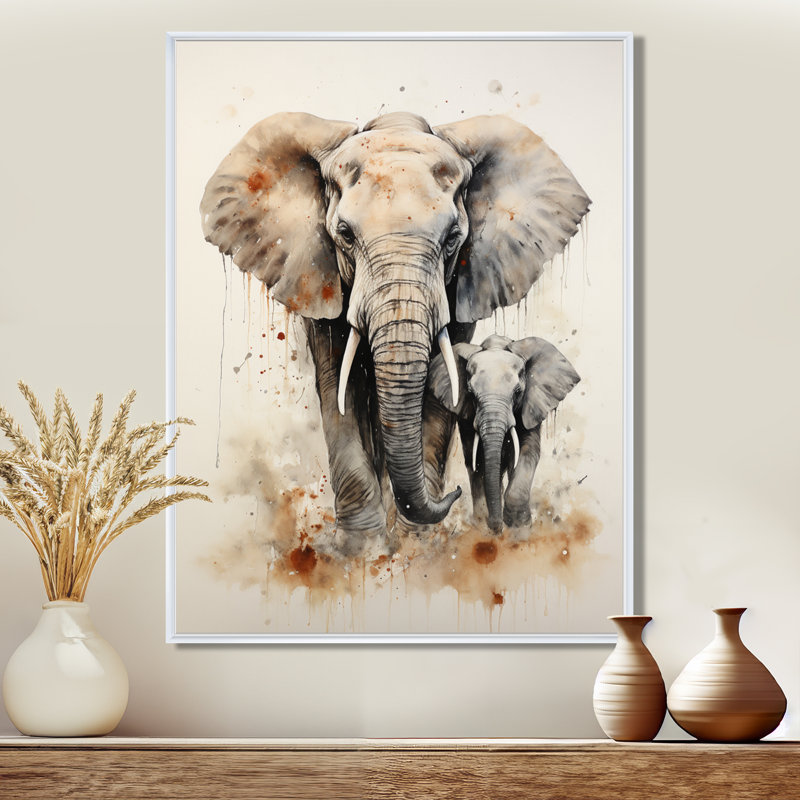 Kearstin Elephant Gentle Giants Elephants III - Éléphant, art mural, H 20 po x l 12 po x P 1 po, Cadre flottant blanc