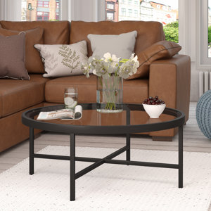 Kymorah Glass Cross Legs Coffee Table