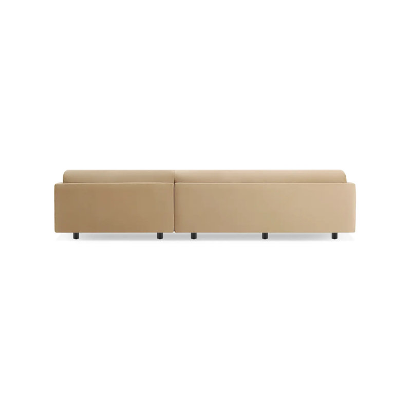Sunday Chaise Sectional, Camel Velvet Polyester Blend, Right Hand Facing