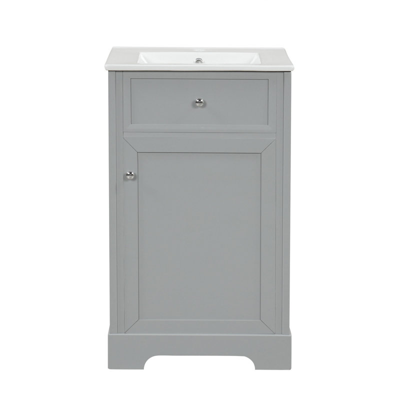 20'' Single Bathroom Vanity With Ceramic Top, Gray
