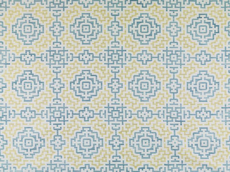 Tissu Alhambra, Bleu / Jaune