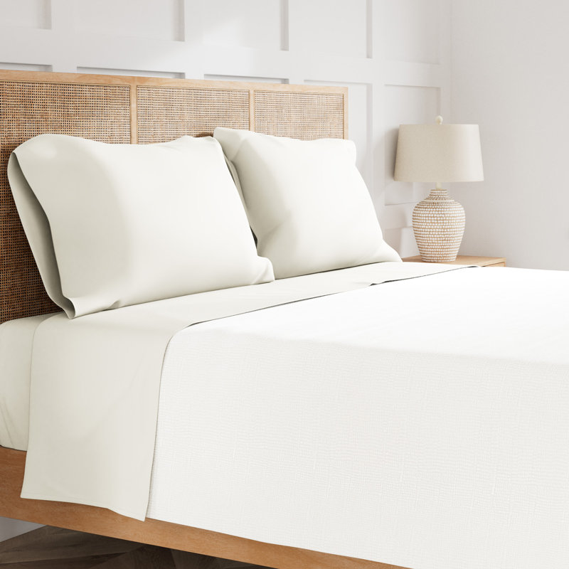 Ready-To-Bed 2.0 Sheet Set, Queen Sheet Set with 2 Pillowcases, Ivory