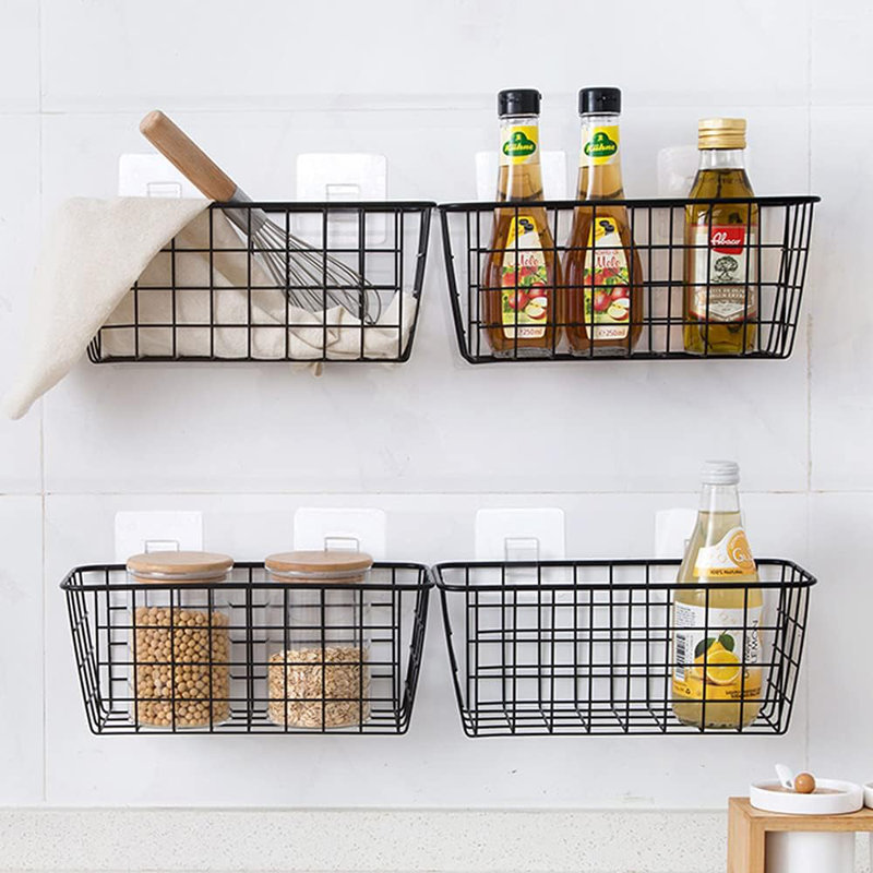 Metal Hanging Basket With Hook Storage
