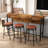 3-Drawer 72-Inch Long Dining Table Set with Built-in Power Outlets Bar Height Kitchen Table & 4 Circular PU Stools Easy Assembly Sturdy Wood Frame for Dining Room & Kitchen