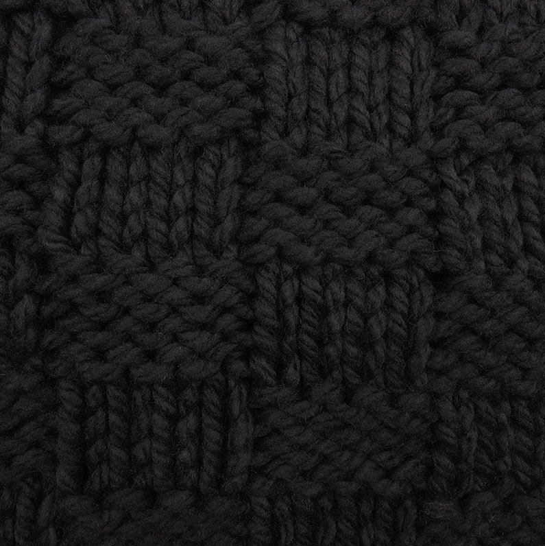 Chess Hand Knitted Solid Textured Chess Pattern 50x60 inch Soft Throw Blanket, Black