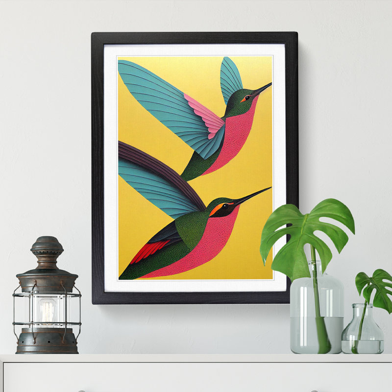 Keid Hummingbird Art Vol.1 - Picture Frame Print, 64cm H x 46cm W x 2cm D, Black
