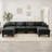 Boucle Fabric U Shape Sectional 4-Seater Sofa With Shell-Shaped Armrests And 2 Movable Ottomans, Cylindrical Legs-7453023