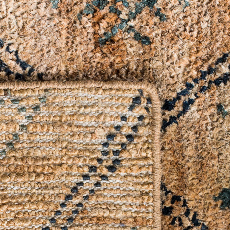 Suleman Hand Knotted Jute/Cotton Geometric Rug in Natural, Rectangle 5' x 8'
