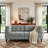 Upholstered Light Gray Tufted Corduroy Modular Sofa with Pillow Back-627157600