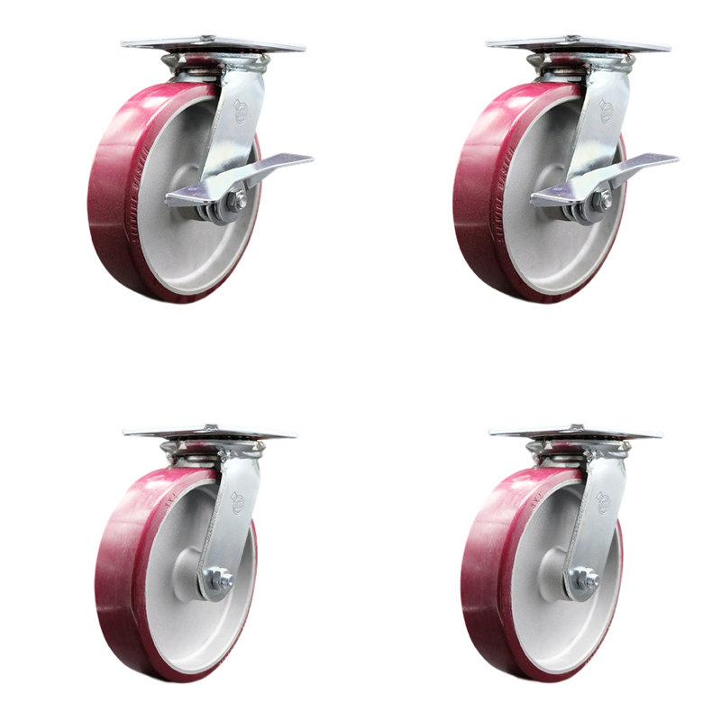 4 Piece Poly on Aluminum Caster Set