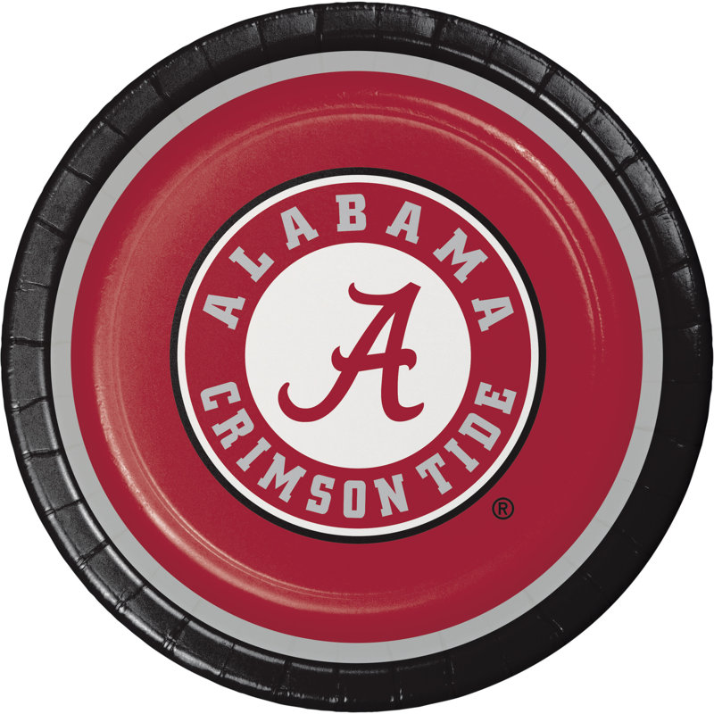 University of Alabama Red Round Disposable Paper Plates, 24 Count