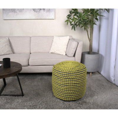 Pouf avec résistance à l'eau de rivière, fait à la main pour une utilisation intérieure, cylindrique, géométrique, capacité de 250 lb, pouf à perles, géométrique, rembourré