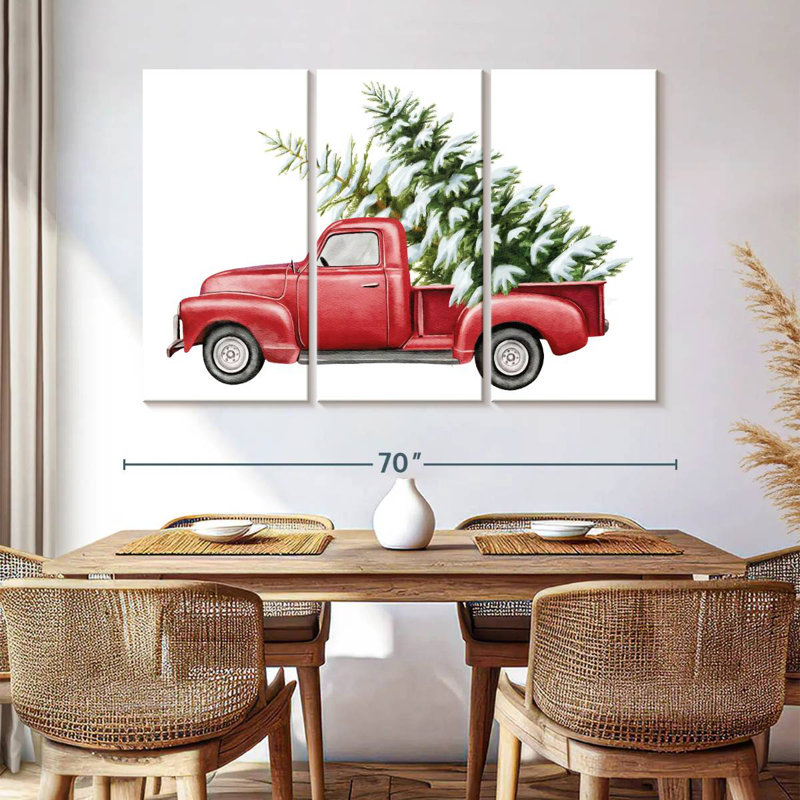 Camion de Noël rouge Lelend, H 24 po x l 38 po