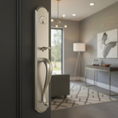 Elegance Philbrook Handleset with Deadbolt and Arch Plate