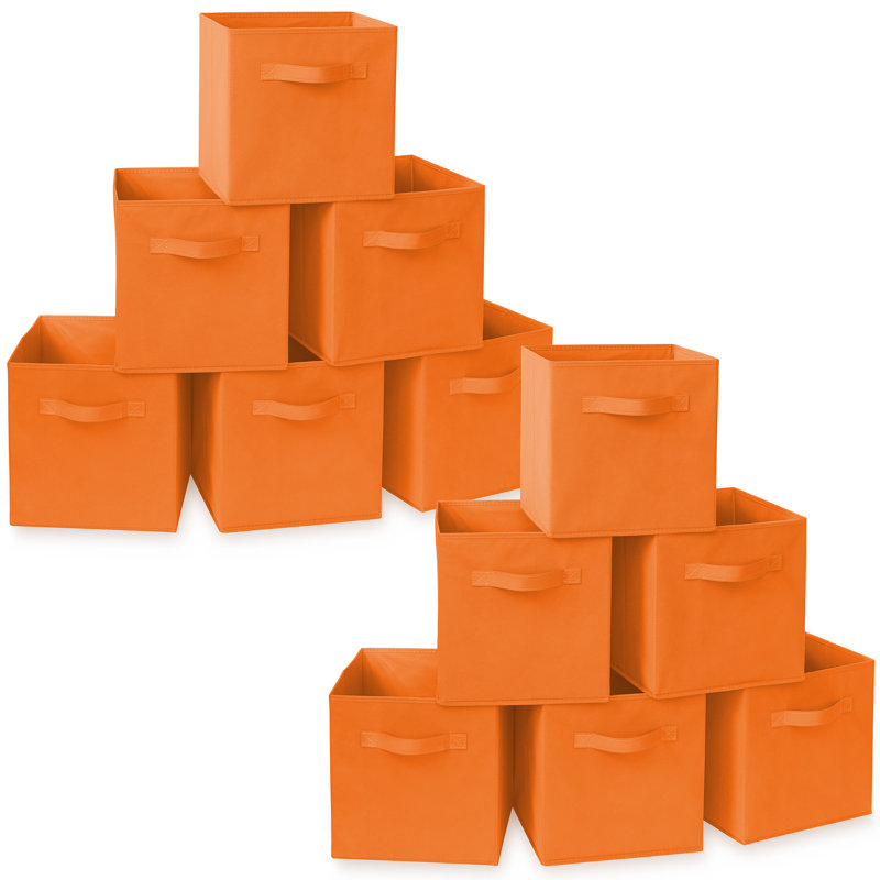 Collapsible Fabric Cubes, 11" Storage Bins (Set of 12), Light Gray