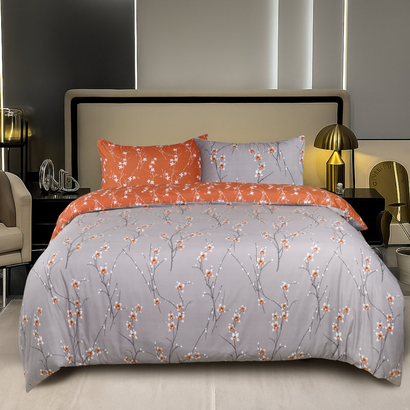Microfiber Reversible Classic Bed Duvet Cover Set With Pillowcases, Double Duvet Cover + 2 Standard Pillowcases