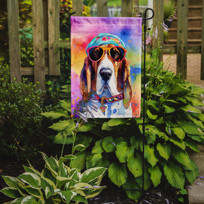 Drapeau de jardin Hippie Dawg, Basset hound