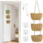 Wall Hanging Cotton Baskets, 3-Tier Woven Cotton Wall Basket,Woven Rope Over The Door Storage Wall Mount Hanging Cotton Baskets For Bedroom, Bathroom & Livingroom